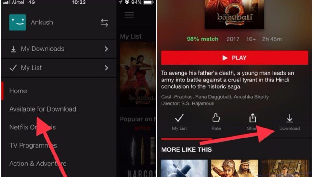 Descarga de contenido en plataformas de streaming