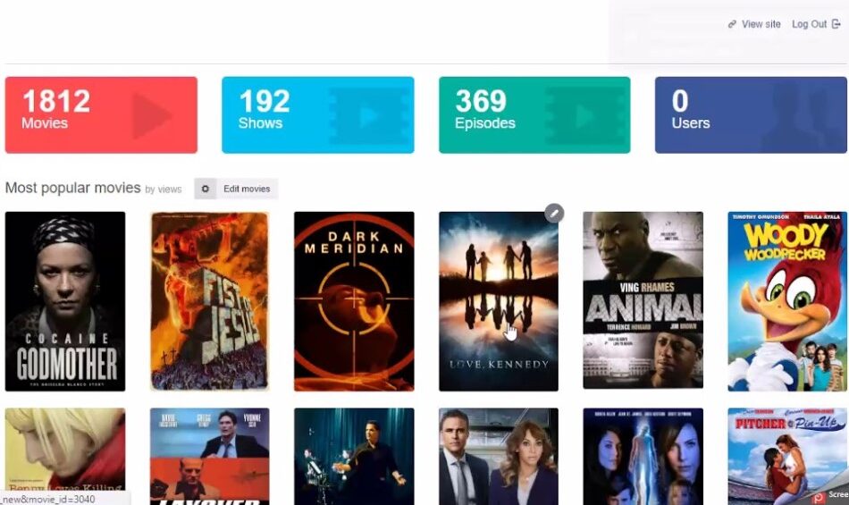 Una imagen que muestra el logotipo de HDMovies junto con capturas de pantalla de la aplicación en la Play Store.