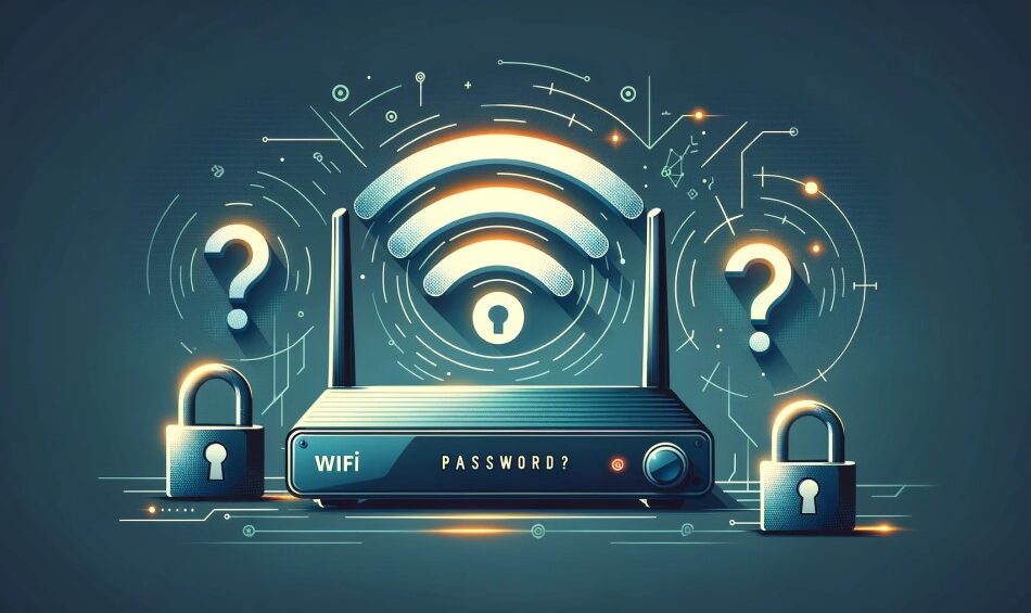 Una imagen que muestra un router WiFi junto con un candado y una llave para representar la recuperación de la contraseña.