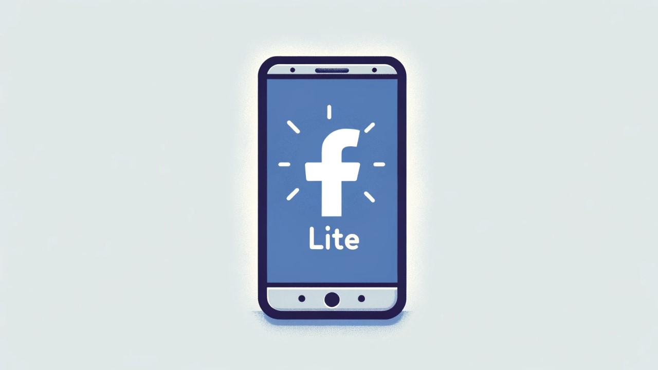 Smartphone mostrando el logo de Facebook Lite en pantalla, representando eficiencia y accesibilidad