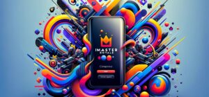 Smartphone mostrando Master Royale Infinity, juego de estrategia vibrante