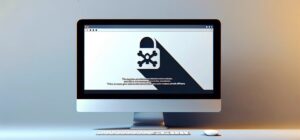 Advertencia de Adobe sobre software pirata en pantalla de computadora con símbolo de seguridad.