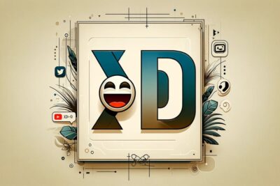 Emoticono XD estilizado representando risa y alegría en comunicación digital